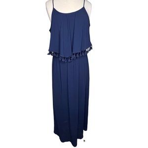 xhilaration  Women's Maxi A Size XL Blue Dress Sleeveless Round Neck Lined Skirt